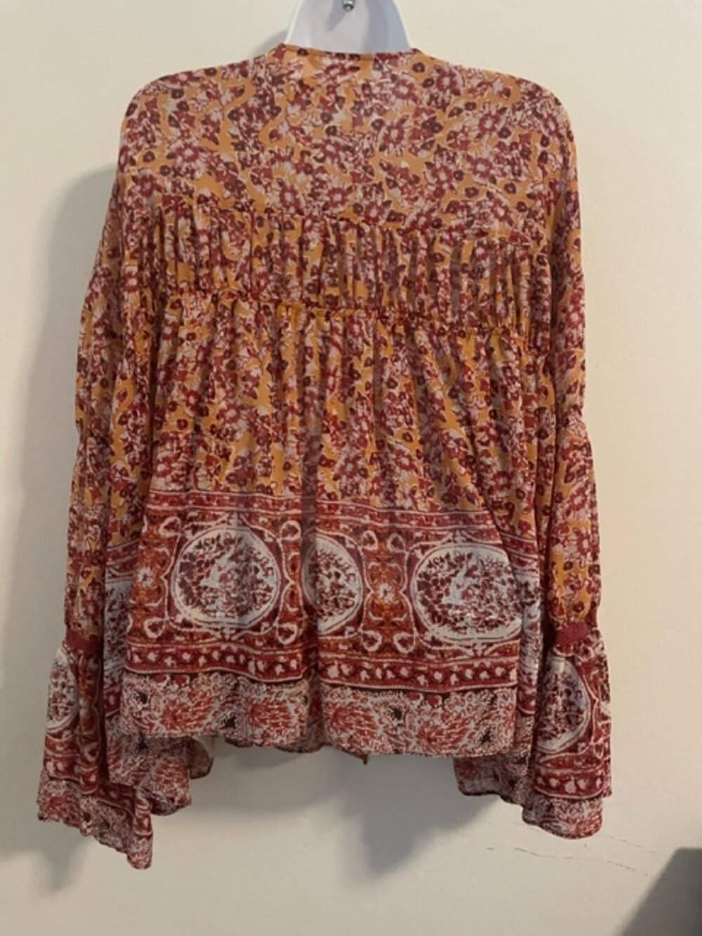 Free People Lorraine Top Blouse Kimono Boho Large EUC